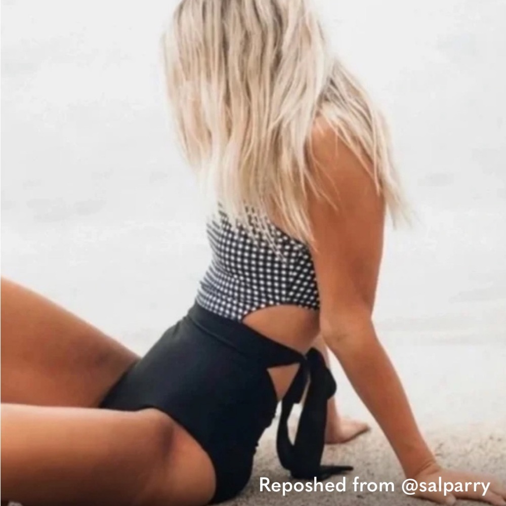 Albion Black and White Checkered One Piece Swimsuit